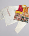 Multi Patola Jacket With Kurta Set