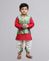 Green Pichwai Silk Jacket With Kurta