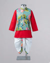 Green Pichwai Silk Jacket With Kurta