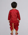 Red Kurta Set With Dhoti For Diwali