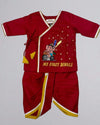 Red Kurta Set With Dhoti For Diwali