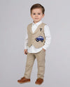 Beige 3 Piece Waist Coat Set