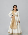 Ivory Chickenkari Lehenga With Gold Tissue Duppta
