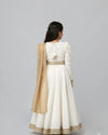 Ivory Chickenkari Lehenga With Gold Tissue Duppta