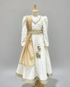 Ivory Chickenkari Lehenga With Gold Tissue Duppta