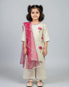 Gold Tissue Suit With Leather Applique
