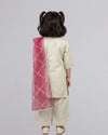 Gold Tissue Suit With Leather Applique